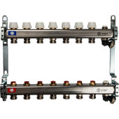 Коллектор из нержавеющей стали без расходомеров, с клапаном вып. воздуха и сливом STOUT 7 выходов (SMS-0932-000007)