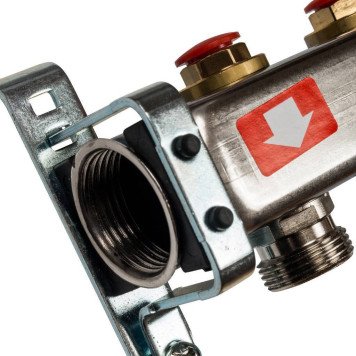 Коллектор STOUT из нержавеющей стали с клапаном выпуска воздуха и сливом, 7 выходов.-1