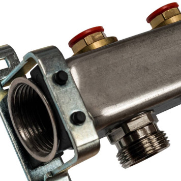 Коллектор STOUT из нержавеющей стали с клапаном выпуска воздуха и сливом, 9 выходов.-1