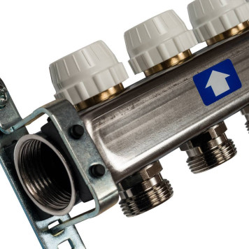 Коллектор STOUT из нержавеющей стали с клапаном выпуска воздуха и сливом, 9 выходов.-2