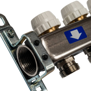 Коллектор STOUT из нержавеющей стали с клапаном выпуска воздуха и сливом, 10 выходов.-2