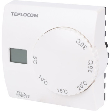 Термостат комнатный Teplocom TS-2AA/8A, проводной, реле 250В, 8А 911 (911)-1
