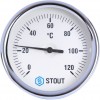 Термометр биметаллический STOUT SIM-003 с гильзой, Dn 80 мм, 0...120°С.