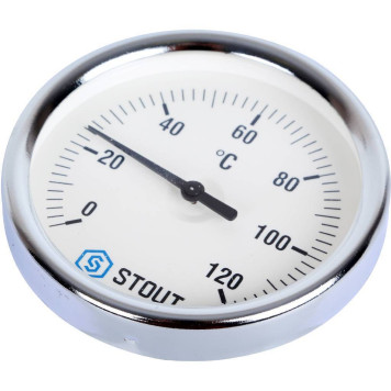 Термометр биметаллический STOUT SIM-003 с погружной гильзой 0-120°C Dn80мм.-2
