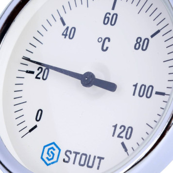 Термометр биметаллический STOUT SIM-003 с погружной гильзой 0-120°C Dn80мм.-6