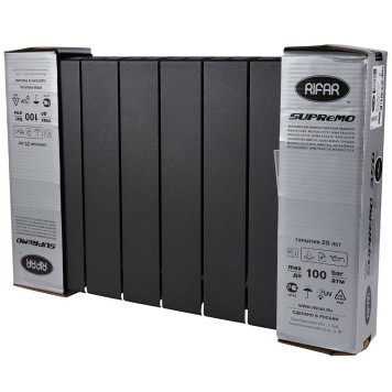 Радиатор биметаллический RIFAR SUPREMO VENTIL 350 SVR 8 секций нижнее правое подключение (Цвет АНТРАЦИТ) 4RS35.VR-8-AN (4RS35.VR-8-AN)-8