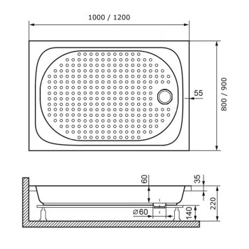 Душевой поддон прямоугольный RGW LUX/TN 800x1000-8