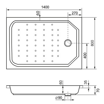 Душевой поддон прямоугольный RGW STYLE Ø 90 мм 800x1400-7