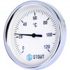 Термометр биметаллический STOUT SIM-003 с гильзой, Dn 80 мм, 0...120°С.