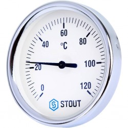 Термометр биметаллический STOUT SIM-003 с погружной гильзой 0-120°C Dn80мм.