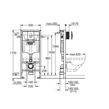 Инсталляция для подвесного унитаза Grohe Rapid SL 38722001 комплект с клавишей (Германия)-3