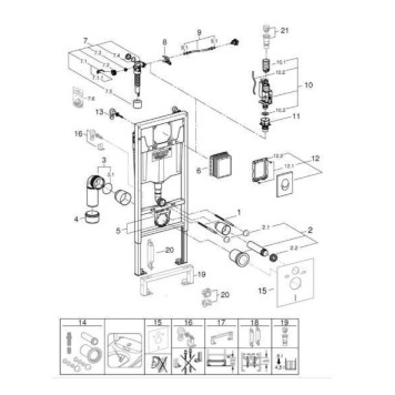 Инсталляция для подвесного унитаза Grohe Rapid SL 38722001 комплект с клавишей (Германия)-2