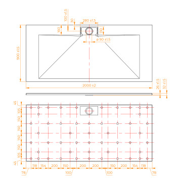 Душевой поддон прямоугольный RGW TKS-Gr Серый 900x2000-6