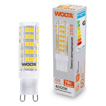 Лампа светодиодная Wolta G9 7Вт 4000K WSTD-JCD-7W4KG9-C