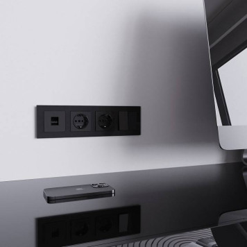 Розетка Ethernet RJ-45 без рамки Werkel Черный акрил W1181048-1