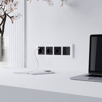 Розетка Ethernet RJ-45 без рамки Werkel Черный акрил W1181048-2