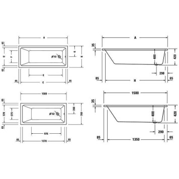 Duravit D-Neo Ванна 150х70х42см., отдельностоящая, DuraSolid, со сливом (без перелива), цвет: белый. 790127000000000, 700487000000000-4