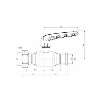 Кран шаровой пресс KAN -therm Inox 42 х 1 3/4 с накидной гайкой, нерж. сталь-1