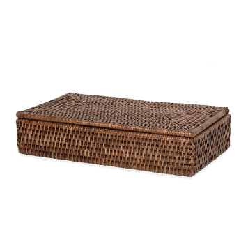 Decor Walther Basket BMD Контейнер 30x16х6см., с крышкой, настольный, цвет: ротанг темный. 0941592
