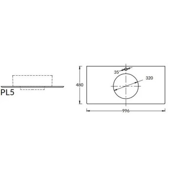 Kerama Marazzi Столешница из керамогранита для накладных раковин Фондамента 120см, с 1 отв., цвет: серый натуральный-2