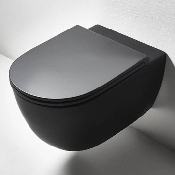 Simas Trevi Унитаз 56х37см., подвесной, безободковый, цвет: черный матовый. F85, TRV18nero matt-1