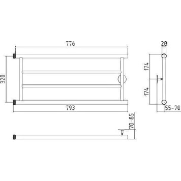 Стилье Минор 0600 Полотенцесушитель водяной для ГВС 79,3x34,8h см, цвет: без покрытия 00600-3280-1