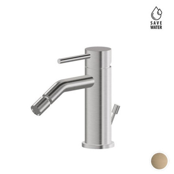 Newform X-STEEL 316 Смеситель для биде на 1 отв., с донный клапаном, излив 13.4см.,цвет: PVD Brushed pale gold. 69623X.59.098