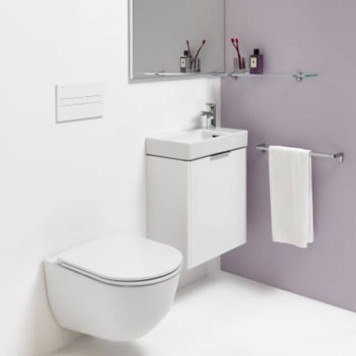 Laufen Base Тумба с раковиной, 47x26.5x53см., с 1 дверью, петли слева, органайзер для ящика, цвет: белый матовый. 8.1595.5.000.104.1, 4.0210.1.110.260.1-1