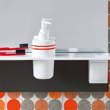 BURGBAD Eqio Зеркало с полкой , светодиод подсв.120х76.9х15см,выкл сбоку справа, 3 крючка, держ для фена справа. цвет серый F2010-2