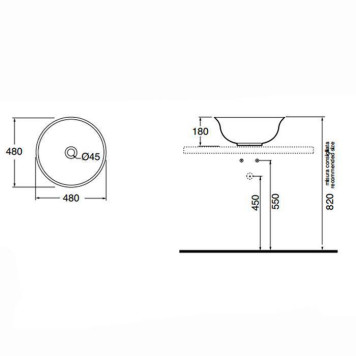 Azzurra Jubilaeum Раковина накладная круглая 48xH18 см, без отв., цвет: Bianco lucido-4