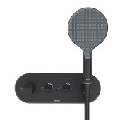 Bossini Apice Смеситель для душа, встраиваемый, термостатический, 2 запорных вентиля, с ручным душем и шлангом 1500 мм., с белыми делениями, цвет: черный мат. Z00521.073