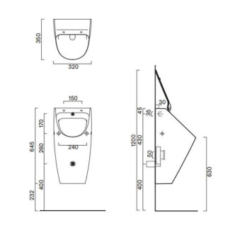Catalano Comfort Писсуар 64x32см., с отв. для крышки, цвет: белый глянцевый. 0932641001, 0954010000, 0954500000, 9056120000-1