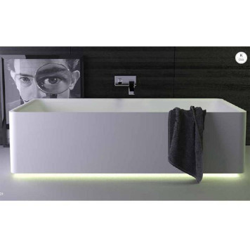 KNIEF Shine Ванна отдельностоящая 180х80х50см со сливом, с LED подсветкой , цвет: белый матовый. 0600-041-01
