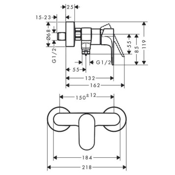 Hansgrohe Rebris E Смеситель для душа, настенный, цвет: черный матовый. 72640670-3