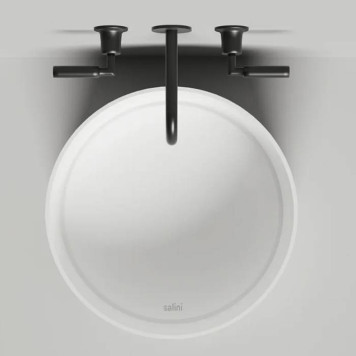 Salini Armonia Round 02 Раковина накладная 45х45х2см., без отв., мат-л: S-Stone, цвет: белый матовый-1