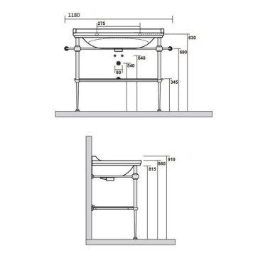 Kerasan Waldorf Консоль 100х42см, напольная, с раковиной на 1 отв., цвет: консоли: cromo (хром)-2