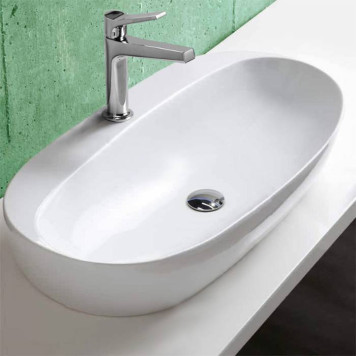 Azzurra Elegance Circle Раковина накладная, 70x42xH14 см, 1 отв., без перелива, цвет: Bianco lucido-3