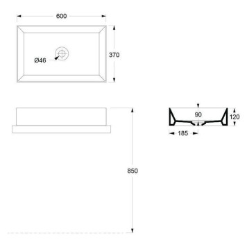 Alice Spy Rectangular Раковина 60x38х12см., накладная, без отв., цвет: белый глянцевый. 34250101-4
