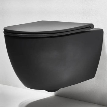 Simas Trevi Унитаз 56х37см., подвесной, безободковый, цвет: черный матовый. F85, TRV18nero matt