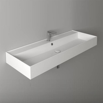 Simas Agile Раковина 121х46 см, 1 отв., подвесная, с переливом, цвет: белый