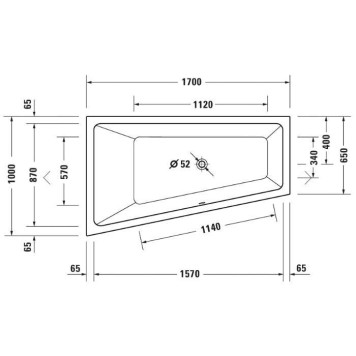 Duravit No.1 Ванна 170х100см., встраиваемая, вариант левый, цвет: белый. 700508000000-2