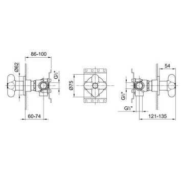 Fantini I Balocchi Переключатель на 2 потока, 1/2 apos; apos;, цвет: белый матовый. 19 00 D276A, 60 29 0676B-1