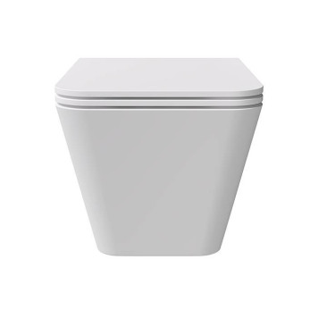 Alice Hide Square Унитаз 55х35см., подвесной, безободковый, с сиденьем и крышкой с микролифтом, с набором для крепления, цвет: белый матовый. 31210109SET-4