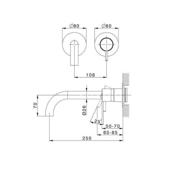 Cisal Less New Смеситель для раковины, настенный, цвет: хром. LN00551E21-1