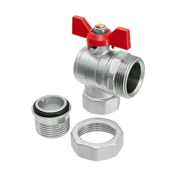 Кран шаровой латунный Smart Install ВР/НР 3/4 с американкой, угловой, бабочка. 57162S-2