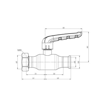 Кран шаровой пресс KAN -therm Steel 22 х 3/4 с накидной гайкой, оцинк. сталь-1