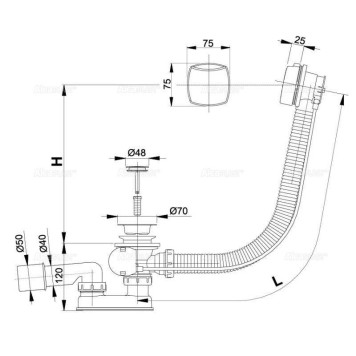 Слив-перелив Alcaplast для ванны полуавтомат малая пробка хром-1