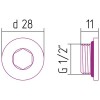 Стилье Заглушка хром d 28 мм/G1/2НР, цвет без покрытия 00100-0008