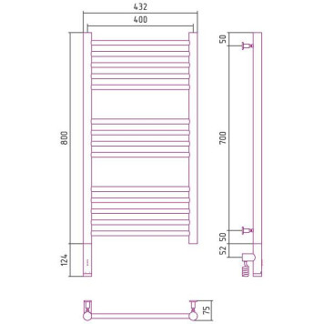 Сунержа Богема 3.0 Полотенцесушитель электрический 40x80h, лев., цвет: без покрытия 00-5804-8040-1