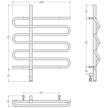 Сунержа Эпатаж 3.0 Полотенцесушитель электрический 60,8x80h см, левое, без покрытия 00-5850-8060-2